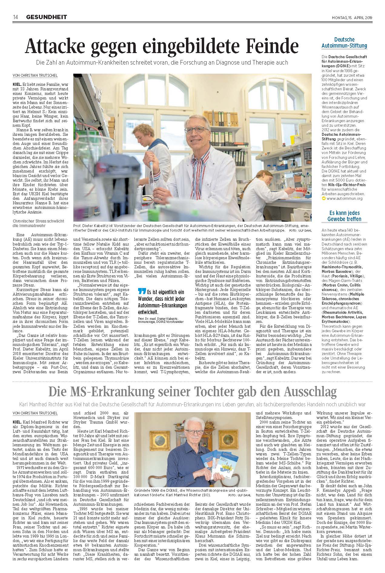 Artikel aus den Kieler Nachrichten vom 15.4.2019